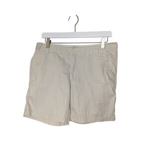 Eddie Bauer 100% Cotton Textured Flat Front Shorts Womens Size 8 in Linen Color